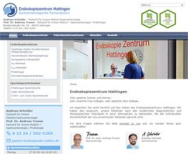 Screenshot der Internetseite des Endoskopiezentrums Hattingen (EZH)